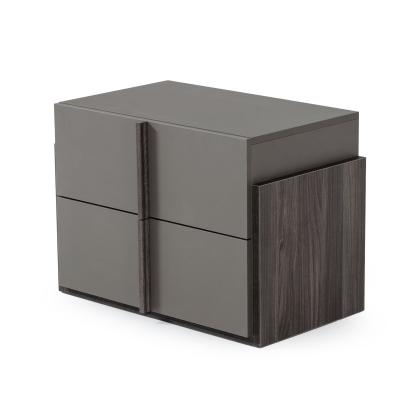 LA Furniture Lucia Italian Modern Elm and Matte Grey Nightstand VGACLUCIA-NS-GRY Contemporary Style by Vig Furnitrue Number 76189 Catch Home Goods