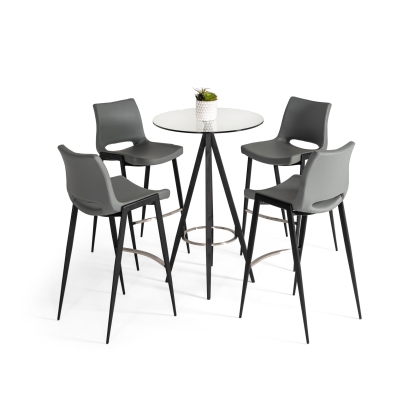 LA Furniture Dallas Clear Glass and Black Metal Bar Table VGHR7036-BT Contemporary Style by Vig Furnitrue Number 76291 Catch Home Goods