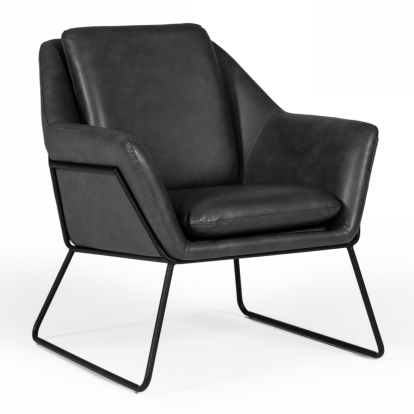 LA Furniture Jennifer Industrial Dark Grey Eco-Leather Accent Chair VGBNEC-090-DKGRY Contemporary Style by Vig Furnitrue Number 76344 Catch Home Goods