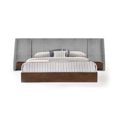 LA Furniture Eastern King Janice Modern Grey Fabric and Walnut Bed and Nightstands VGMA-BR-88-BED-EK Contemporary Style by Vig Furnitrue Number 76517 Catch Home Goods