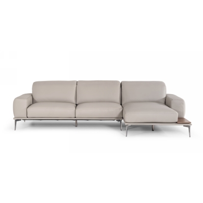 LA Furniture Villeneuve Italian Modern Light Grey Leather Right Facing Sectional Sofa VGNTVILLENEUVE-LTGRY Contemporary Style by Vig Furnitrue Number 76581 Catch Home Goods