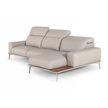 LA Furniture Villeneuve Italian Modern Light Grey Leather Right Facing Sectional Sofa VGNTVILLENEUVE-LTGRY Contemporary Style by Vig Furnitrue Number 76581 Catch Home Goods