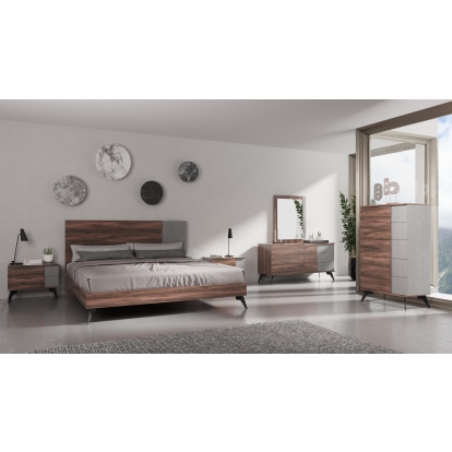 LA Furniture Palermo Italian Modern Faux Concrete & Noce Bodrum Bedroom Set VGACPALERMO-WAL-SET Contemporary Style by Vig Furnitrue Number 76640|76641 Catch Home Goods