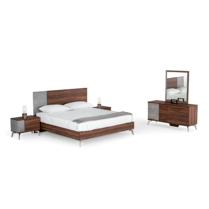 LA Furniture Palermo Italian Modern Faux Concrete & Noce Bodrum Bedroom Set VGACPALERMO-WAL-SET Contemporary Style by Vig Furnitrue Number 76640|76641 Catch Home Goods