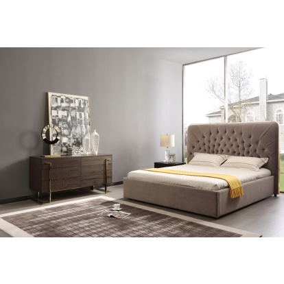 LA Furniture Moontide Glam Beige Velvet and Brushed Brass 4-Piece Bedroom Set VGVCBD1922-19-4PC-SET Contemporary Style by Vig Furnitrue Number 85655|85657 Catch Home Goods