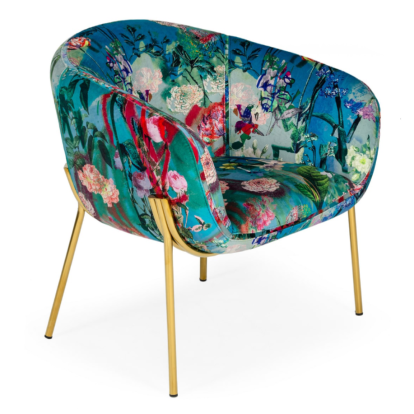 LA Furniture Falco Contemporary Floral Velvet and Gold Accent Chair VGEUMC-9581CH-A Contemporary Style by Vig Furnitrue Number 76876 Catch Home Goods