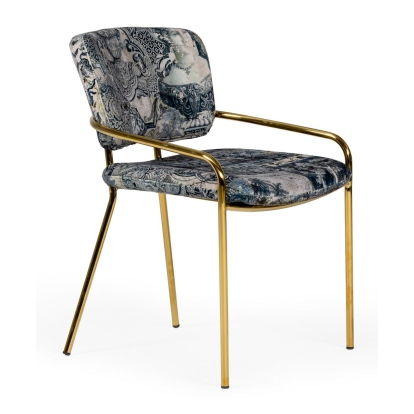 LA Furniture Farnon Modern Patterned Velvet and Gold Dining Chair VGEUMC-9560-A Contemporary Style by Vig Furnitrue Number 76879 Catch Home Goods