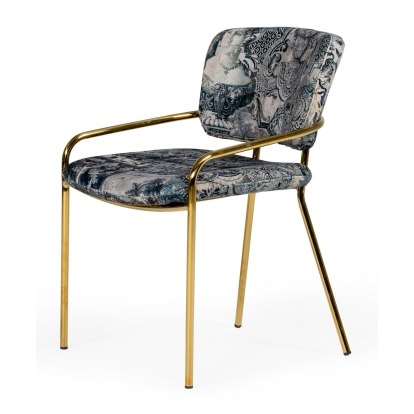 LA Furniture Farnon Modern Patterned Velvet and Gold Dining Chair VGEUMC-9560-A Contemporary Style by Vig Furnitrue Number 76879 Catch Home Goods