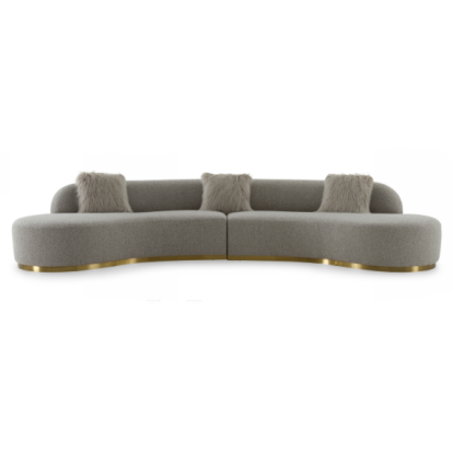 LA Furniture Frontier Glam Grey Fabric Curved Sectional Sofa VGODZW-943 Contemporary Style by Vig Furnitrue Number 76883|76883A Catch Home Goods
