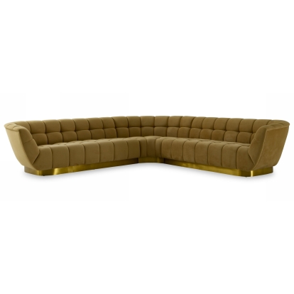 LA Furniture Granby Glam Mustard + Gold Fabric Sectional Sofa VGODZW-946-SECT Contemporary Style by Vig Furnitrue Number 76894 Catch Home Goods