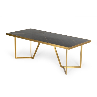 LA Furniture Nolte Glam Black Zebrawood and Gold Dining Table VGODLZ-223DT Contemporary Style by Vig Furnitrue Number 76907 Catch Home Goods
