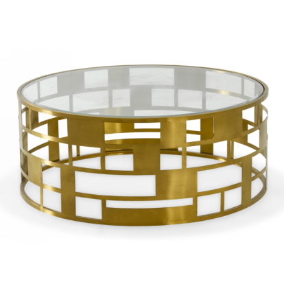 LA Furniture Kudo Glam Clear Glass and Gold Glass Coffee Table VGODLZ-219C Contemporary Style by Vig Furnitrue Number 76918 Catch Home Goods