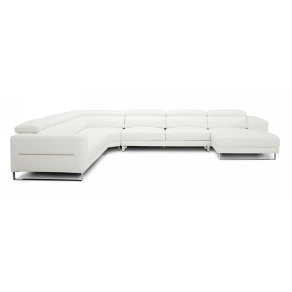 LA Furniture Hawkey Contemporary White Full Leather U Shaped Sectional Sofa VGKKKF1066-L2927 Contemporary Style by Vig Furnitrue Number 77215|80408|80408A Catch Home Goods