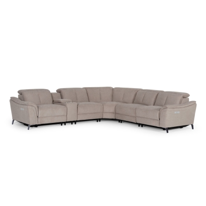 LA Furniture Lloyd Modern Light BrownFabric Sectional with Three Recliners VGKMKM.510H-SECT Contemporary Style by Vig Furnitrue Number DISCONTINUED Catch Home Goods