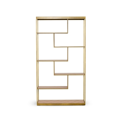 LA Furniture Jessica Modern Oak & Brass Bookshelf VGGMBK-1179-SHELF Contemporary Style by Vig Furnitrue Number 77377 Catch Home Goods