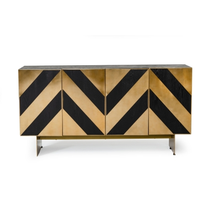 LA Furniture Perret Glam Black Ash & Brushed Brass Modern Buffet VGGMW-1330A-BUFF Contemporary Style by Vig Furnitrue Number 77378 Catch Home Goods