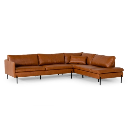 LA Furniture Sherry Modern Cognac Leather Right Facing Sectional Sofa VGKKKF.1061Z-CGN-RAF-SECT Contemporary Style by Vig Furnitrue Number 77459|77459A Catch Home Goods