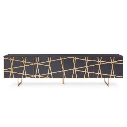 LA Furniture Kilson Modern Black Oak & Champagne Gold TV Stand VGVCTV1819-WG-BLK-TV Contemporary Style by Vig Furnitrue Number 77714 Catch Home Goods