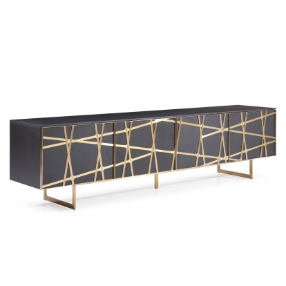 LA Furniture Kilson Modern Black Oak & Champagne Gold TV Stand VGVCTV1819-WG-BLK-TV Contemporary Style by Vig Furnitrue Number 77714 Catch Home Goods