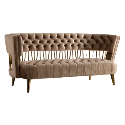 LA Furniture Courtney Beige & Gold Fabric Loveseat VGYUHD-1927-L Contemporary Style by Vig Furnitrue Number 77758 Catch Home Goods