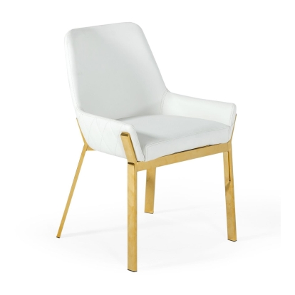 LA Furniture Ganon Modern White & Gold Dining Chair VGGAGA-6736CH-WHT-GLD-DC Contemporary Style by Vig Furnitrue Number 77766 Catch Home Goods