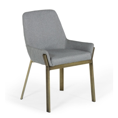 LA Furniture Ganon Modern Grey & Antique Brass Dining Chair VGGAGA-6736CH-GRY-DC Contemporary Style by Vig Furnitrue Number 77768 Catch Home Goods