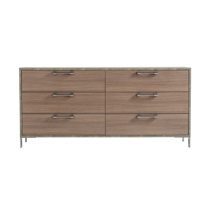 LA Furniture Boston Modern Brown Oak & Brushed Stainless Steel Dresser VGANBOSTON-DRS Contemporary Style by Vig Furnitrue Number 77849 Catch Home Goods