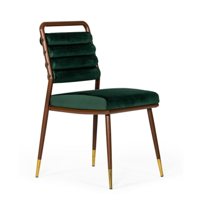 LA Furniture Biscay Modern Dark Green & Walnut Steel Dining Chair VGEUMC-9697CH-GRN Contemporary Style by Vig Furnitrue Number 77903 Catch Home Goods