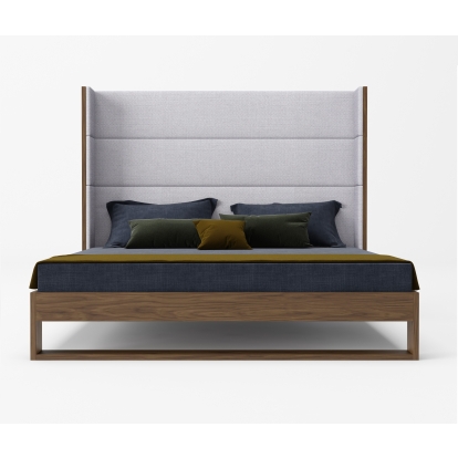LA Furniture Queen Helenora Contemporary Grey Fabric & Walnut Trim Bed VGVC-BD1502-WAL-Q Contemporary Style by Vig Furnitrue Number 82778 Catch Home Goods
