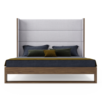 LA Furniture Helenora Contemporary Grey Fabric & Walnut Trim Bed VGVC-BD1502-WAL Contemporary Style by Vig Furnitrue Number 82778 Catch Home Goods