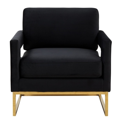 LA Furniture Edna Modern Black Velvet & Gold Accent Chair VGRHRHS-AC-201-BLK Contemporary Style by Vig Furnitrue Number 78025 Catch Home Goods