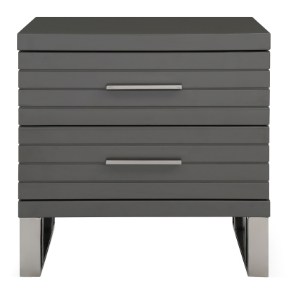 LA Furniture Splendor Grey High Gloss Slatted Nightstand VGVCN20256-GRY-NS Contemporary Style by Vig Furnitrue Number 78062 Catch Home Goods