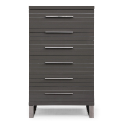 LA Furniture Splendor Grey High Gloss Slatted Chest VGVCJ20256-6H-GRY-CHEST Contemporary Style by Vig Furnitrue Number 78063 Catch Home Goods