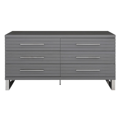 LA Furniture Splendor Grey High Gloss Slatted Dresser VGVCJ20256-D-GREY-DRS Contemporary Style by Vig Furnitrue Number 78064 Catch Home Goods