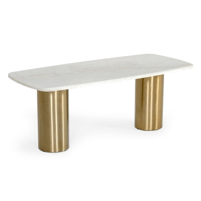 LA Furniture Rocky Glam White Marble & Brush Gold Dining Table VGGMM-DT-1360A-DT Contemporary Style by Vig Furnitrue Number 78100 Catch Home Goods