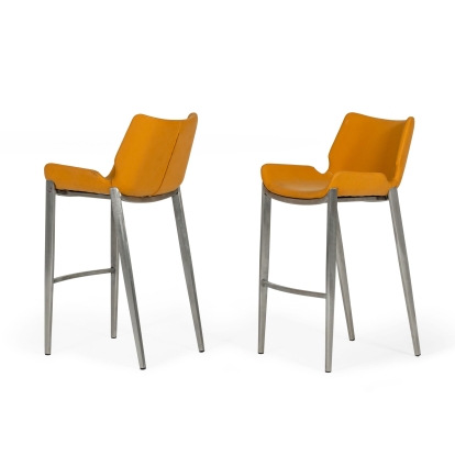 LA Furniture Dave Modern Orange Leatherette Bar Stool (Set of 2) VGHR5368/B-ORG-BS Contemporary Style by Vig Furnitrue Number 78103Z Catch Home Goods