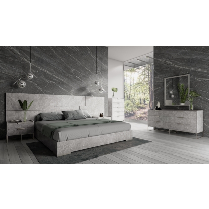 LA Furniture Queen Marbella Italian Modern Grey Faux Marble 4-Piece Bedroom Set VGACMARBELLA-4PC-SET-GRY-Q Contemporary Style by Vig Furnitrue Number 85602 Catch Home Goods