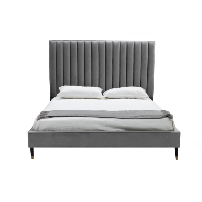 LA Furniture Hemlock Modern Grey Velvet Bed VGKKB606X-GRY-BED Contemporary Style by Vig Furnitrue Number 78188|78189|78190 Catch Home Goods