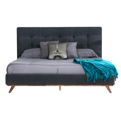 LA Furniture Addison Mid-Century Modern Grey Fabric & Walnut Bed VGMABR-38-BED Contemporary Style by Vig Furnitrue Number 78262|78263 Catch Home Goods