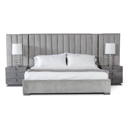 LA Furniture California King Buckley Modern Grey & Black Stainless Steel Bed VGVC2003-BED1-CK Contemporary Style by Vig Furnitrue Number 77571 Catch Home Goods