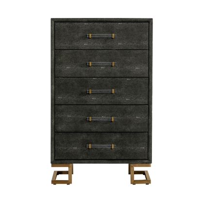 LA Furniture Howard Modern Shagreen Grey Leatherette & Gold Chest VGGMCHD-1528-5-CHEST Contemporary Style by Vig Furnitrue Number 78298 Catch Home Goods
