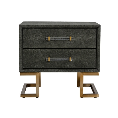 LA Furniture Howard Modern Shagreen Grey Leatherette & Gold Nightstand VGGMBEC-1528-GRY-NS Contemporary Style by Vig Furnitrue Number 78299 Catch Home Goods