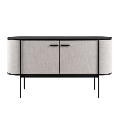 LA Furniture Hobart Modern Beige Fabric & Black Metal Buffet VGDWJ9743--BEI-BUF Contemporary Style by Vig Furnitrue Number 78386A Catch Home Goods
