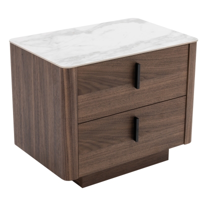 LA Furniture Chelton Contemporary White Ceramic & Walnut Nightstand VGHB351U-WAL-NS Contemporary Style by Vig Furnitrue Number 78523 Catch Home Goods