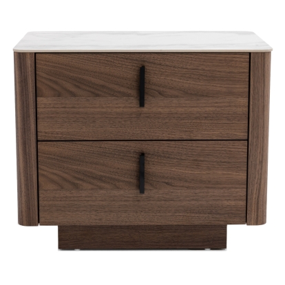LA Furniture Chelton Contemporary White Ceramic & Walnut Nightstand VGHB351U-WAL-NS Contemporary Style by Vig Furnitrue Number 78523 Catch Home Goods