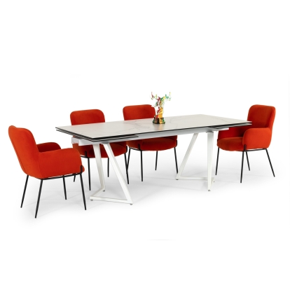 LA Furniture Farrell Modern White Ceramic Extendable Dining Table VGYFDT8765-3C-WHT-DT Contemporary Style by Vig Furnitrue Number 78627 Catch Home Goods