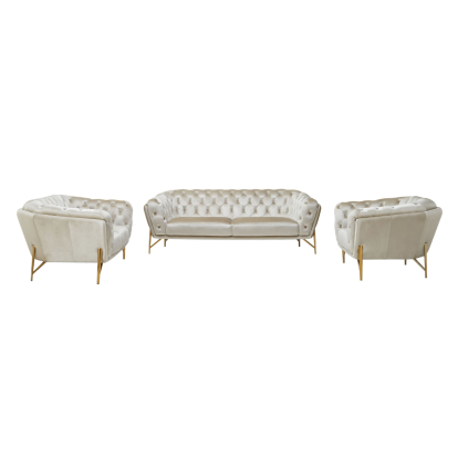 LA Furniture Stella Transitional Beige Velvet Sofa Set VGCA2020-BEIGE-SET Contemporary Style by Vig Furnitrue Number 78653 Catch Home Goods