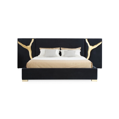 LA Furniture Aspen Eastern King Glam Black Velvet & Gold Bed VGVCBD1801-BLK-BED-EK Contemporary Style by Vig Furnitrue Number 78803 Catch Home Goods
