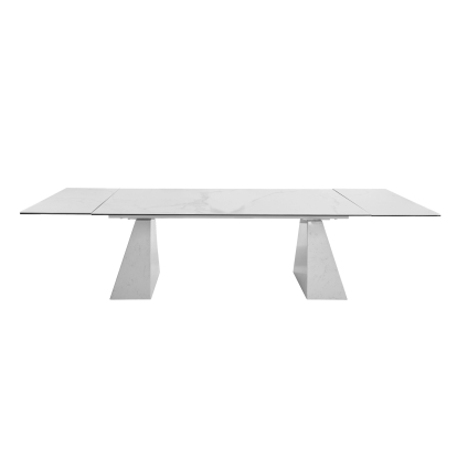 LA Furniture Latrobe Modern White Ceramic Quartz 118" Extendable Dining Table VGYFDT8765-5C-WHT-DT Contemporary Style by Vig Furnitrue Number 79214 Catch Home Goods