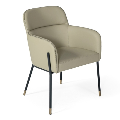 LA Furniture Brady Modern Black Metal + Greige Vegan Leather Dining Chair VGCSCH-21035-GRY-DC Contemporary Style by Vig Furnitrue Number 79232 Catch Home Goods